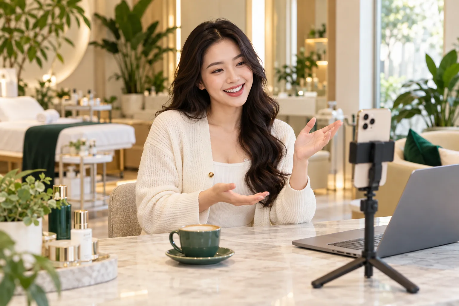 Người sáng tạo nội dung quay video với điện thoại